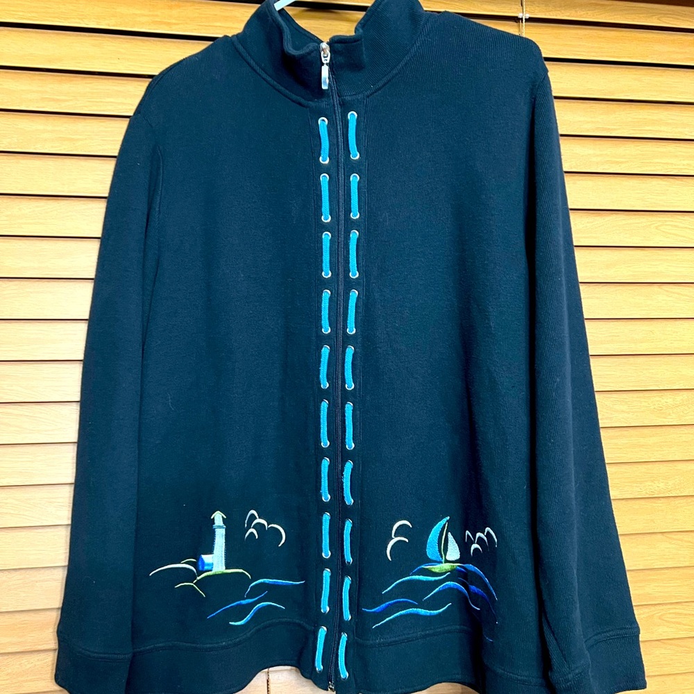 Breckenridge woman front zipper sweater SZ 2X color: black